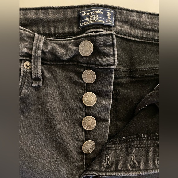 Abercrombie & Fitch high rise super skinny ankle button fly size 25 short black - Picture 5 of 5